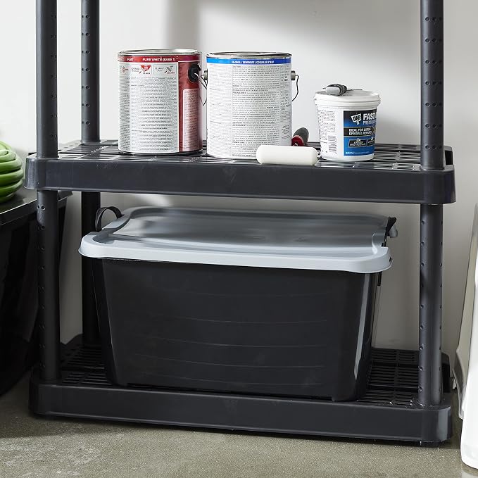 Life Story 12 Pack Heavy Duty Stackable Storage Bin, 55 Quart Home Organizer, Versatile Lightweight Locking Bins with Carrying Handles, Black/Gray - Image 5