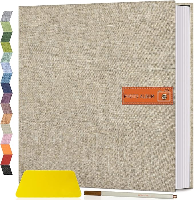 Popotop Large Photo Album Self Adhesive 4x6 5x7 8x10 Scrapbook Album DIY Picture Book,Gifts for Mom,Family Baby and Wedding,with Metal Pen and Plastic Board by Popotop