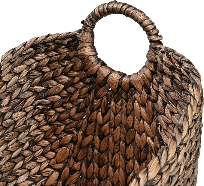 happimess Nellie 3-Piece Hyacinth Boat Wicker Storage Baskets 17", Brown | Farmhouse Classic Handwoven Nesting Design, Integrated Handles, Decor For Living Room Bedroom Nursery, Toy Blanket Organizers - Image 4