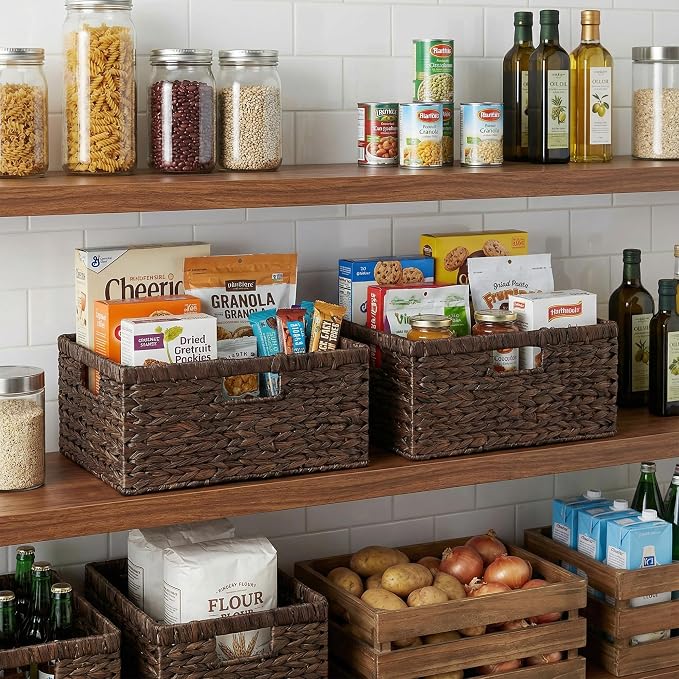 StorageWorks Large Wicker Baskets, Water Hyacinth Woven Baskets, 1-Pack | Large Wicker Baskets for Organizing,Wicker Storage Baskets for Shelves,Shelf Baskets for Organizing with Handle,Pantry Basket - Image 4