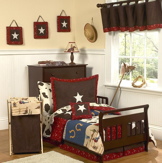 Sweet Jojo Designs Tan and Red Cowboy Foldable Fabric Storage Cube Bins Boxes Organizer Toys Kids Baby Childrens for Wild West Collection Set of 2 - Image 5