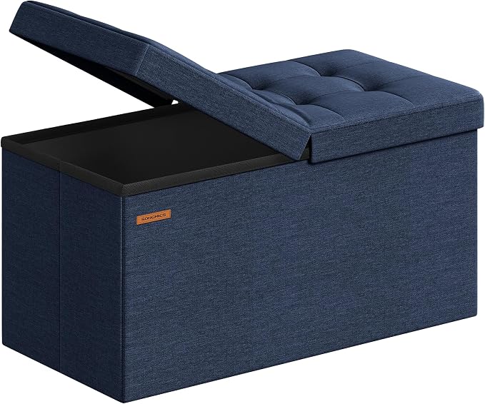 SONGMICS 30 Inches Storage Ottoman, Foldable Bench with Flipping Lid | Storage Bench, 661.4 lb Load Capacity, for Entryway, Living Room, Bedroom, Midnight Blue, MINOTA Collection ULSF046Q02 by Unknown