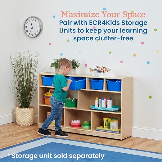 ECR4Kids Scoop Front Storage Bin, Multipurpose Organization, Blue, 5-Piece | Durable plastic, GREENGUARD Gold Certified, 1.2 gallon capacity, lightweight & nestable, built-in handle, classroom/home use - Image 5
