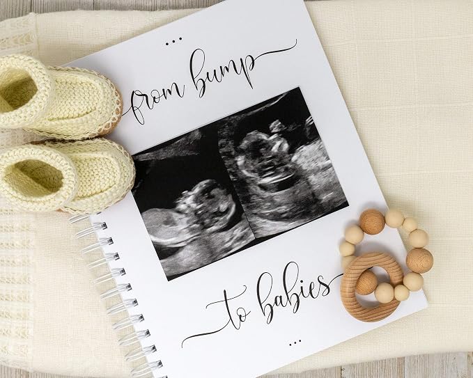 Personalized Twin Pregnancy Journal - Hardcover Pregnancy Memory Book Customized with Babies’ Names, Nicknames or Phrase - Prompted Journal for New Moms (Black & White Polka Dots) - Image 3