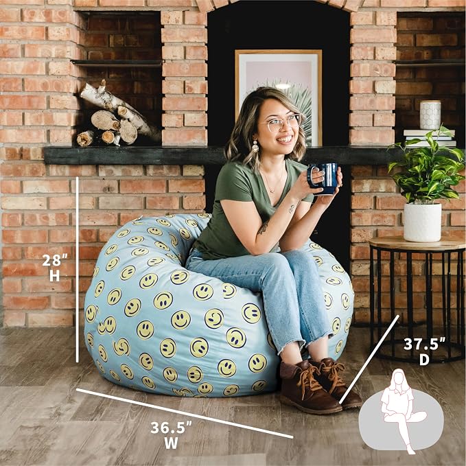 Big Joe Fuf 4Ft Foam Teen Bean Bag Chair, Smiley Face Plush | Premium Shredded Foam Filled, Plush, Adult-Sized Comfortable Seating, Supports Up to 300 lbs - Image 3