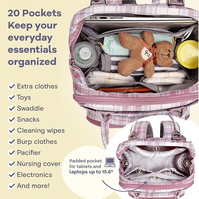 RUVALINO Baby Diaper Bag Backpack with Changing Pad, Baby Shower Gifts | Baby Essentials, Waterproof Travel Baby Bags for Mom Dad Girl Boy, Insulated Bottle Holders, Pacifier Case, Large Capacity - Image 4