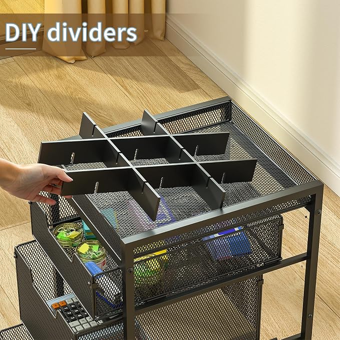 Rolling Utility Cart with 4 Drawers, Craft Organizer and Storage Carts with DIY Divider, Lockable Wheels Storage Organizer for Art Supplies, Store for Brushes & Paints & Small Parts(Patent Pending) - Image 5