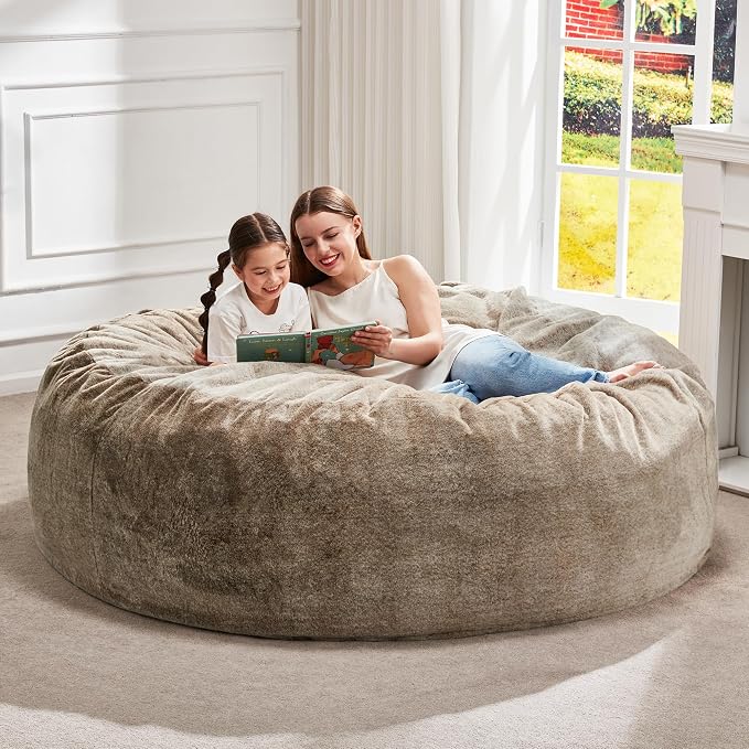 Hobestluk Bean Bag Chair for Adult Giant Beanbag with Filler Brown 6FT | Breathable Material Removable Machine Washable Cover Memory Foam Living Room Bedroom Reading Gaming Oversized Large Big by YourHomeDeservesMore