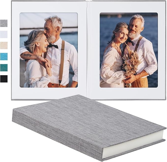 Pssoss 8x10 Photo Album with Writing Space, Linen Cover, 30 Photos,Gray | High-GSM writable pages with easy slip-in pockets for weddings, baby photos, family memories, travel, and anniversaries. by Pssoss