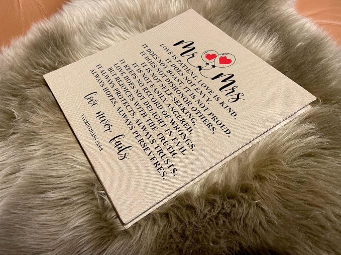 Love Never Fails Wedding Photo Album, Linen Cover with Love Quote, Anniversary Marriage Memory Keepsake, Marriage Prayer Wedding Scrapbook Album - Image 5
