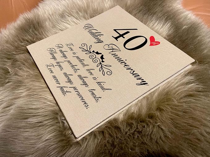 Treble Bee 40th Wedding Anniversary Photo Album, Linen Cover with Love Quote, Golden Marriage Love Never Fails Memory Keepsake, Gifts for Parents 40 Years of Love - Image 6