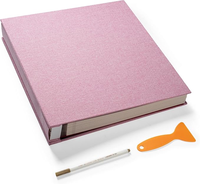 Super Large Photo Album Self Adhesive Scrapbook Album for 4×6 5×7 8×10 10×12 or Bigger Pictures DIY Magnetic Linen Cover Album 80Sheets/160Pages DIY Photo Album(Pink) by HoneyTolly