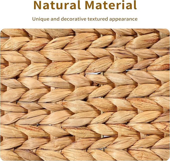 4 Small 3.6 QT Water Hyacinth Wicker Baskets for Shelves, 10" Long Woven Pantry Organizers and Storage Basket, Decorative Ratten Shallow Rectangle Baskets for Organizing Countertop Bathroom - Image 4