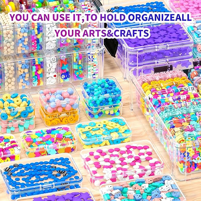 Bead Organizer Box 58 Pcs, 3-Tier Stackable Storage Box, and 3 Different Container Sizes Small Plastic Containers with Lids, Portability, Clear Organizers for Jewelry DIY Craft Storage - Image 5