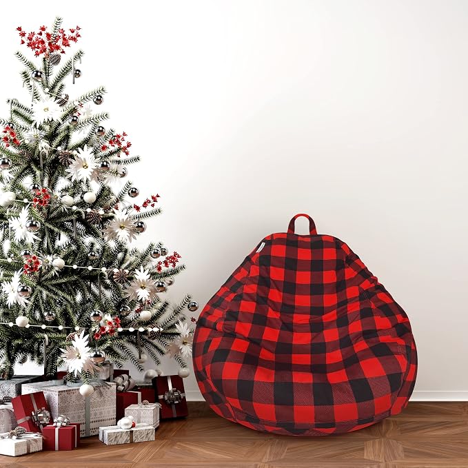 Bean Bag Stuffed Animal Storage Chair Cover (No Filler) for Kids and Adults, Soft Premium Buffalo Check Plaid Cotton Canvas, 3ft (Cover Only) - Image 7