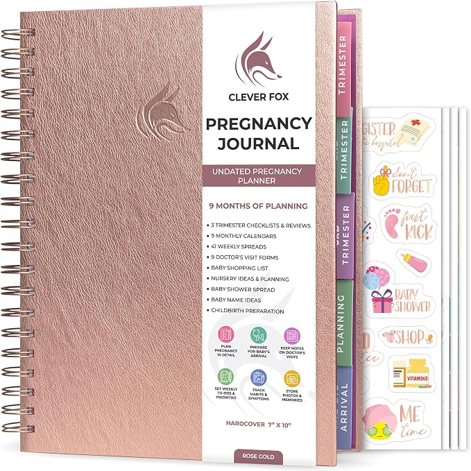 Clever Fox Pregnancy Journal, Expecting First Time Mom Planner Rose Gold | Organized pregnancy & baby diary with weekly countdown calendars & checklists, maternity memory book, ivf 9 x 10.5 in by CleverFox