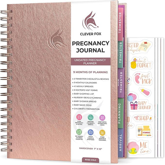 Clever Fox Pregnancy Journal, Expecting First Time Mom Planner Rose Gold | Organized pregnancy & baby diary with weekly countdown calendars & checklists, maternity memory book, ivf 9 x 10.5 in by CleverFox