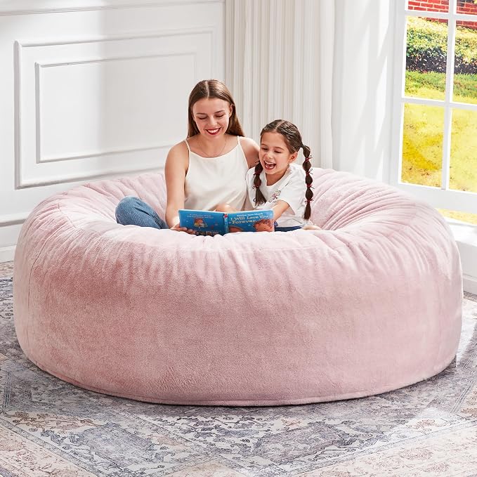 Hobestluk Bean Bag Chair for Adult Giant Beanbag with Filler Pink 6FT | Breathable Material Removable Machine Washable Cover Memory Foam Living Room Bedroom Reading Gaming Oversized Large Big by YourHomeDeservesMore