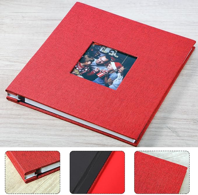 Sieral 4 Pcs Large Photo Album 10.6 x 11" Self Adhesive Scrapbook Album for 4x6 5x7 8x10 Pictures 40 Pages DIY Linen Cover Memory Album Photo Book for Family Travel Wedding Gifts - Image 3