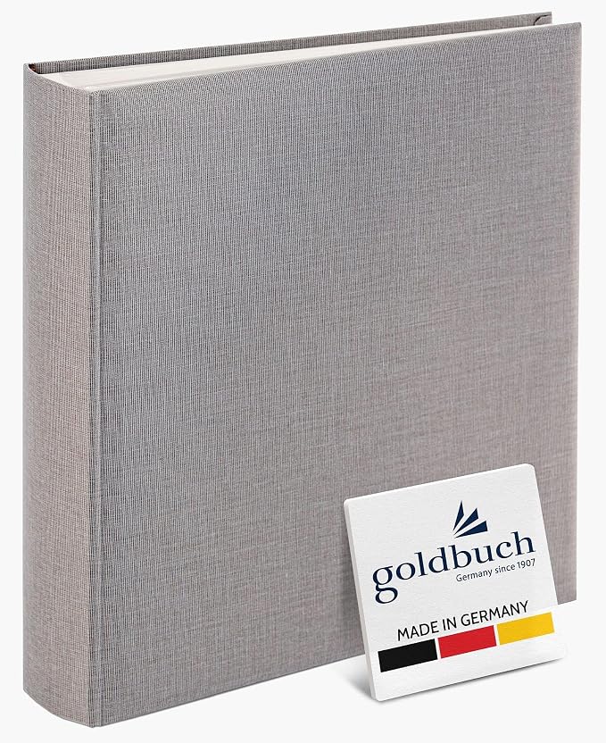 goldbuch Summertime Trend 2 31606 Photo Album with 100 White Pages with Parchment Dividers, Photo Album with Linen Cover, up to 600 Pictures, High-Quality Paper, Grey, 30 x 31 cm by Goldbuch