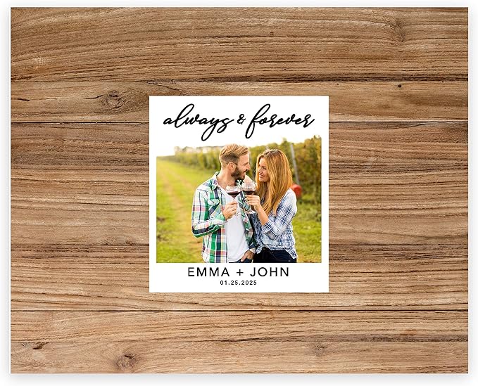 Andaz Press Custom Large Canvas Wedding Guest Book Alternative, 16 x 20 Inches, Always & Forever Rustic Wood Photo Horizontal Personalized Sign Our Canvas Guest Book Signs for Wedding Rustic Theme by AndazPress