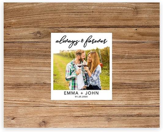 Andaz Press Custom Large Canvas Wedding Guest Book Alternative, 16 x 20 Inches, Always & Forever Rustic Wood Photo Horizontal Personalized Sign Our Canvas Guest Book Signs for Wedding Rustic Theme by AndazPress