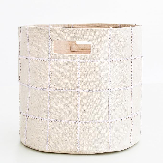 Storage Bins for Kids Nursery Bin Organizer (13"x12") Laundry Basket for Closet, Decorative Floor Storage Basket Canvas Fabric Storage Basket (Mesh - Taupe) - Image 2