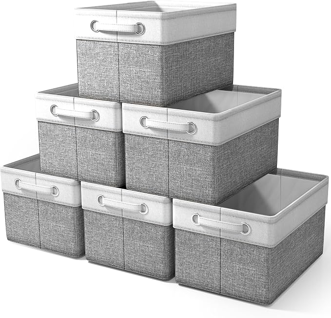 Sorbus Fabric Storage Bins for Shelves - 15 Inch Sturdy Collapsible Storage Bins with 2 Handles, Foldable Baskets for Organizing Home, Closets, Shelf, Toys, Clothes, Large Decorative Storage Baskets by Sorbus