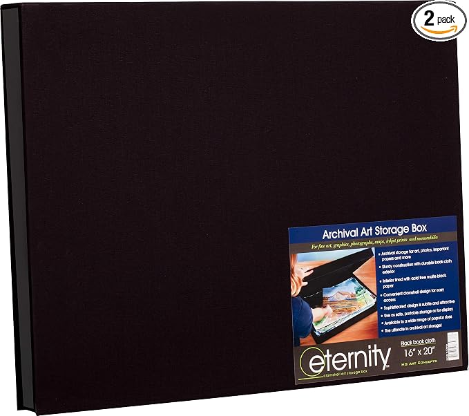 HG Art Concepts Eternity Archival Clamshell Photo Storage Box, Black - 16"x20", 2 Pack - For Storing Artwork, Photos & Documents, Deluxe Acid-Free, Sturdy & Lined With Archive-Quality Paper by HGArtConcepts