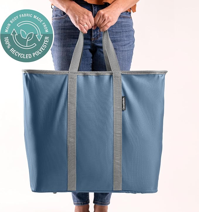 Collapsible Laundry Caddy - Denim/Shadow Gray(2PK) | Move 2 Full Loads Without Spills | Reinforced Rim and Base Stay Upright, While Soft Handles Ease Trips to the Washer - Image 8