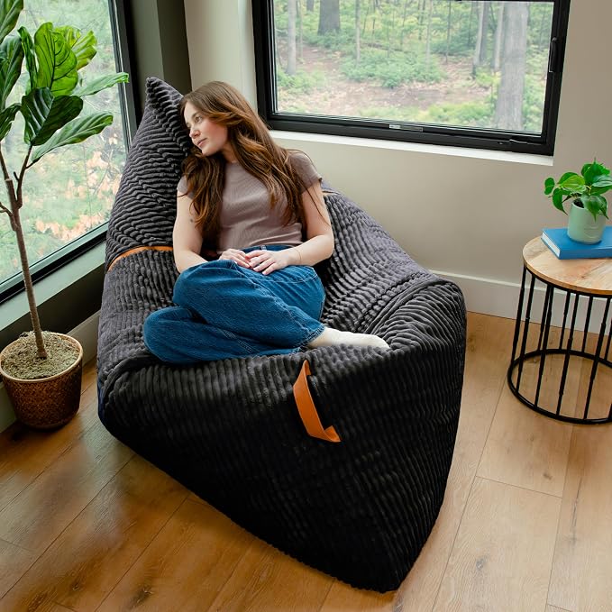 Big Joe Turnabout 3-in-1 Convertible Bean Bag Chair, Black Licorice by BigJoe