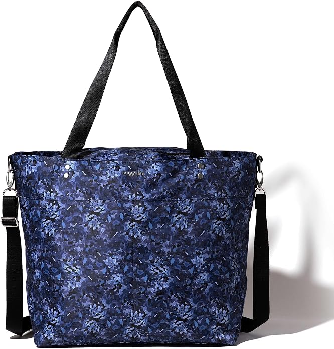 Baggallini Carryall Tote - Lightweight Nylon Zipper Top Weekender Travel Beach Bag w/Luggage Sleeve by baggallini