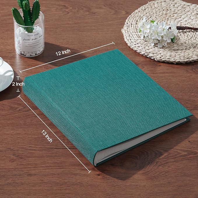Pssoss Large Linen DIY Scrapbook Album with Writing Space, 100 Pages | Fits 3x5, 4x6, 5x7, 6x8, and 8x10 photos for baby, wedding, family, children, anniversary, and memory keeping. - Image 5