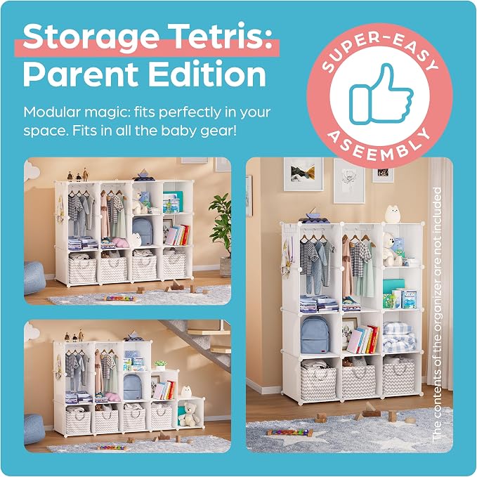Baby Closet Organizer for Nursery: Durable Baby Wardrobe for Closet - Customizable Baby Dresser Amoire Shelves - Waterproof Shelf Clothes Organizer w/Wall Fixation (White) - Image 5