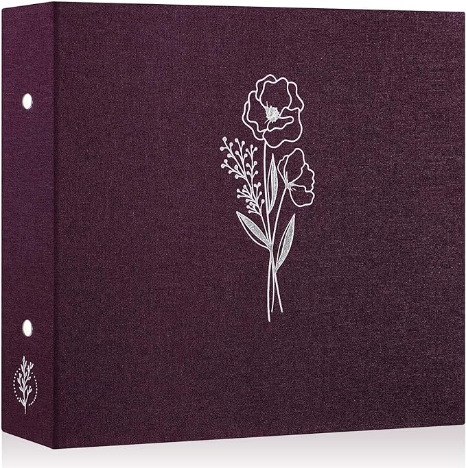 Lanpn 12x12 inch Scrapbook Photo Album, Linen Cover Archival Acid Free Top Load 3 Ring Binder Folder Photo Book 12 x 12 with 30 Plastic Sleeves 60 Pages (Purple) by Lanpn