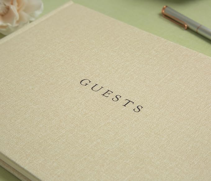 Linen Photo Guest Book (Cream) - 11.5" x 8.5" Large Hardcover Sign In Book | w/ 120 Photo Corner Stickers | Ivory Photo & Message Book for Baby Shower, Retirement, Memorial, Birthday, Graduation Party - Image 5
