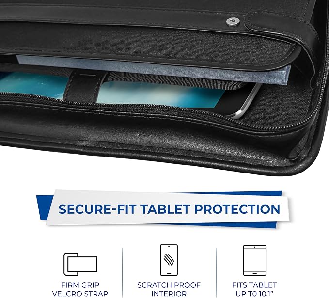 Samsill Professional Padfolio/Portfolio with Zippered Closure Case, 2 Inch Removable Round Ring Binder, Retractable Handles, Interior 10.1” Tablet Sleeve, Black - Image 8