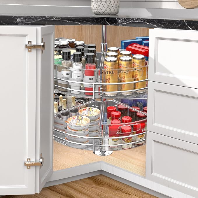 Lazy Susan Organizer Bins for 32"-33" Diameter Corner Cabinet Lazy Susan, 6 Pack, Clear Plastic Cabinet and Pantry Storage Bin, 1/8 Wedge-Food Safe, BPA Free - Image 2