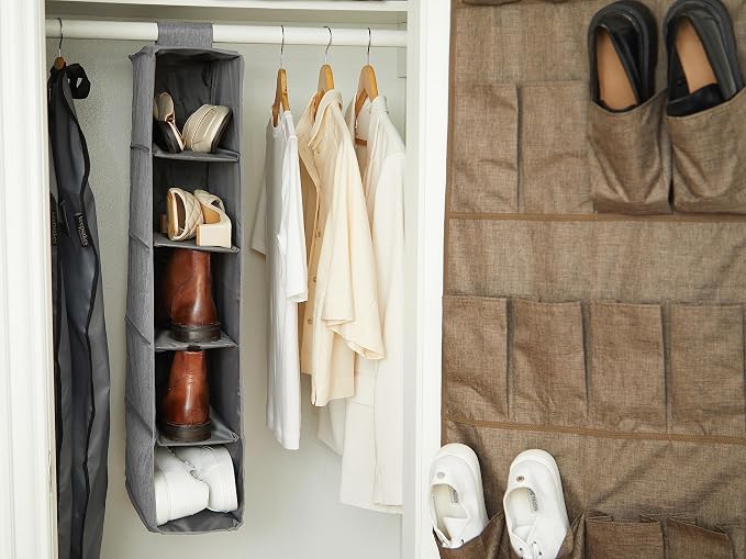 Covermates Hanging Shoe Organizer for Closet, 7" W x 13.5" D x 34" H | durable polyester construction, label window, 3-year warranty - Image 6