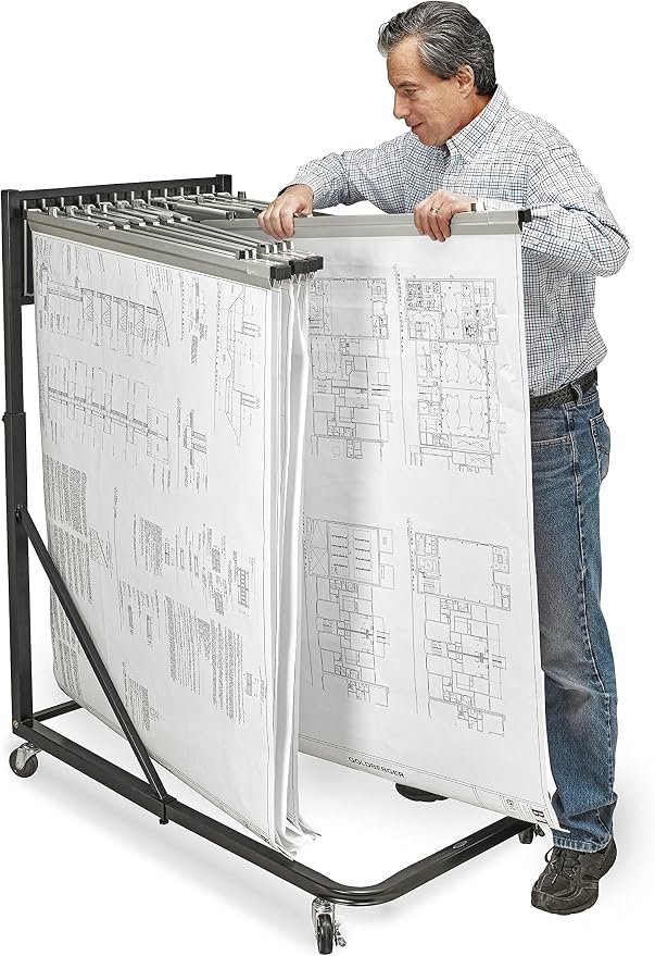 Adir Blueprint Rack and Clamps - 12 Pack of 30 Inch Blueprint Clamps and Mobile Blueprint Rack - Heavy-Duty Large Document Storage Solution for Blueprints, Posters, Maps, & Construction Plans - Image 8