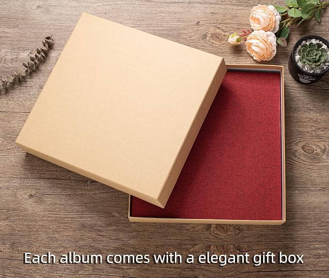 Super Large Photo Album Self Adhesive Scrapbook Album for 4×6 5×7 8×10 10×12 or Bigger Pictures DIY Magnetic Linen Cover Album 80Sheets/160Pages DIY Photo Album(Red) - Image 6