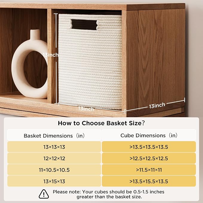 UBBCARE Set of 4 Storage Bins - 13 X 13 X 13 In, Cotton Rope Bins for Shelves, Toys, Books, Cube Storage with Handles, Woven Basket for Organizing, Navy Blue - Image 2