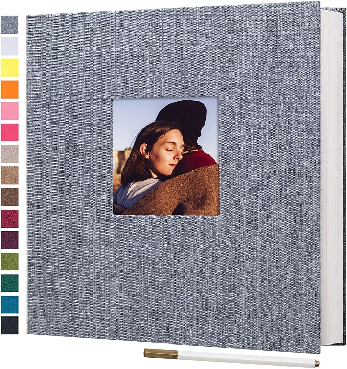 potricher Large Self Adhesive Photo Album 40 Pages, Linen cover, Gray | Photo Album Self Adhesive 4x6 5x7 8x10 Pictures, Linen Cover DIY Scrapbook Albums for Family, Wedding, Baby, Anniversary by potricher