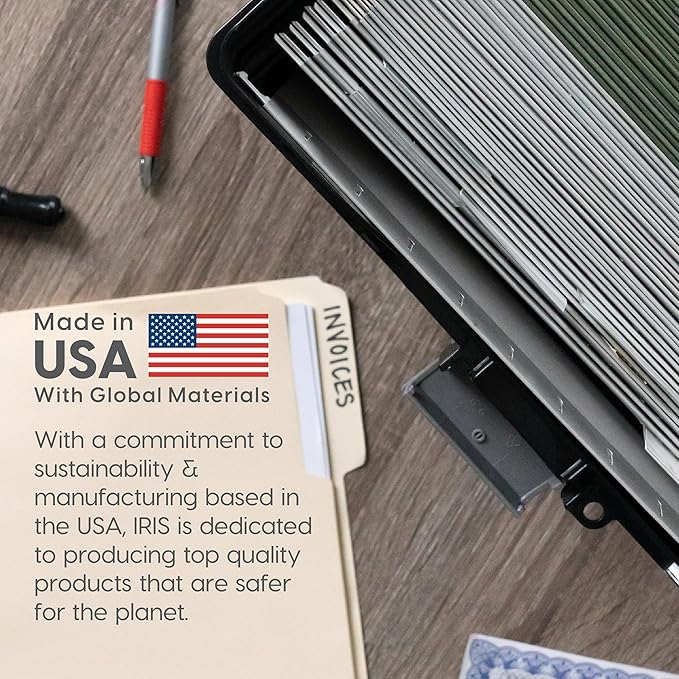 IRIS USA Slim Portable File Box Organizer with Lid, Letter Files, Black | Carry letter size files, folders and paperwork with a slim portable design and secure storage for everyday organization - Image 3