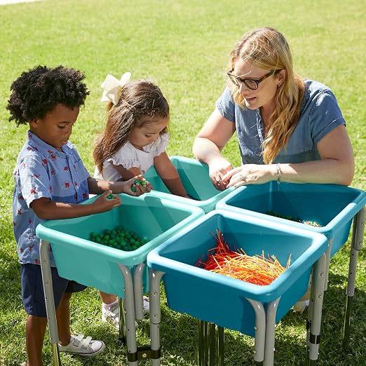 ECR4Kids Stackable Square Bins with Non-Snap Lids, Multipurpose Organization, Turquoise, 2-Pack - Image 8