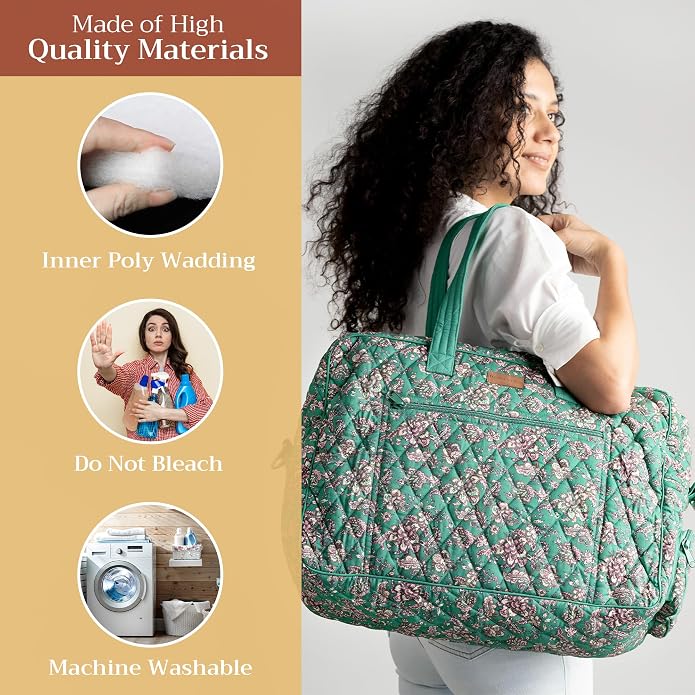 Maison d' Hermine Weekender Bags for Women Cotton Quilted Duffel Overnight Luggage Weekend Bag for Men Gym Gifts Travel | Overnight Luggage Weekend Bag for Men Gym Sports Gifts Duffle bag Business Travellers Trip Spring Summer - Image 2