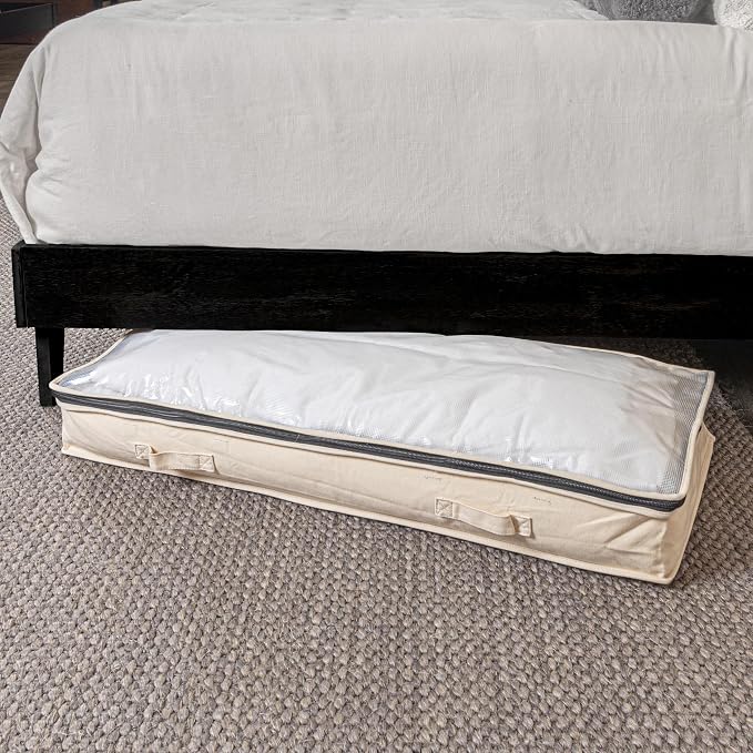 Household Essentials Cedarline Under Bed Storage Bag with Heavy‑Duty Cotton Canvas and Durable 3‑Sided Zipper, Natural Finish - Image 5