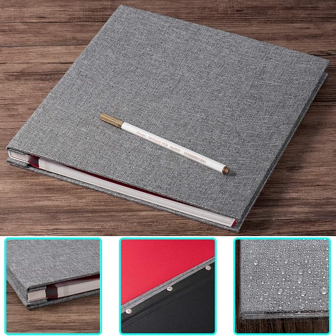 Grey Photo Album Self Adhesive Scrapbook Album for 4×6 Photos/Pictures DIY Linen Cover Album 15 Sheets/30 Blank Pages for Family Wedding, Birthday, Christmas, Anniversary - Image 4