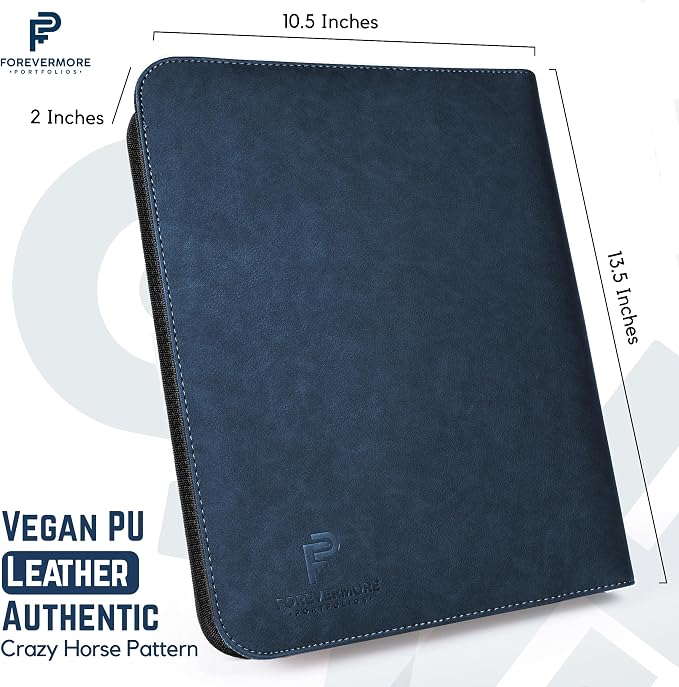 Forevermore Portfolio Binder, 1" Removable 3-Ring, Vegan Leather, Blue - Image 5