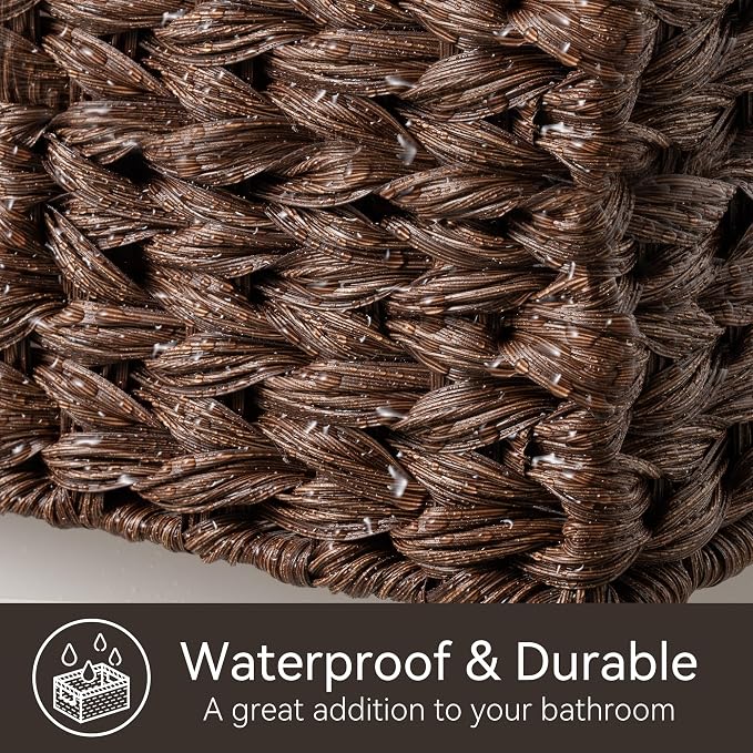 GRANNY SAYS Large Wicker Basket, Decorative Woven Basket for Storage, Waterproof Storage Basket Organizer, Wicker Storage Basket for Organizing, Brown Basket, 1-Pack | Waterproof Plastic Storage Basket Organizer, Wicker Storage Basket for Organizing, L... - Image 5